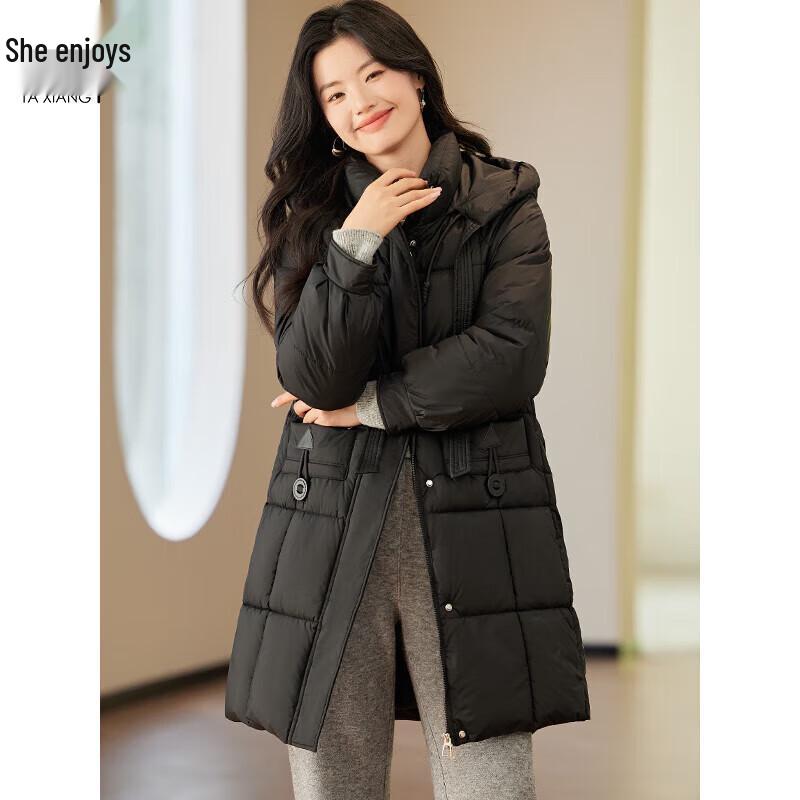Women s Hooded Mid-length Padded Winter Coat L
