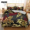 Golden Floral Bedding Set Queen Size Microfiber Bohemia Flowers Leaves 3D Print Duvet Cover For Kids Teens Adults Bedroom Decor