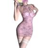 Erotic Lingerie New Neck Pan Lace Cheongsam Perspective Temptation Hip Skirt Sexy Pure Desire