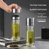 Portable Double-Layer Glass Tea Cup with One-Touch Lid – Unisex Business Gift