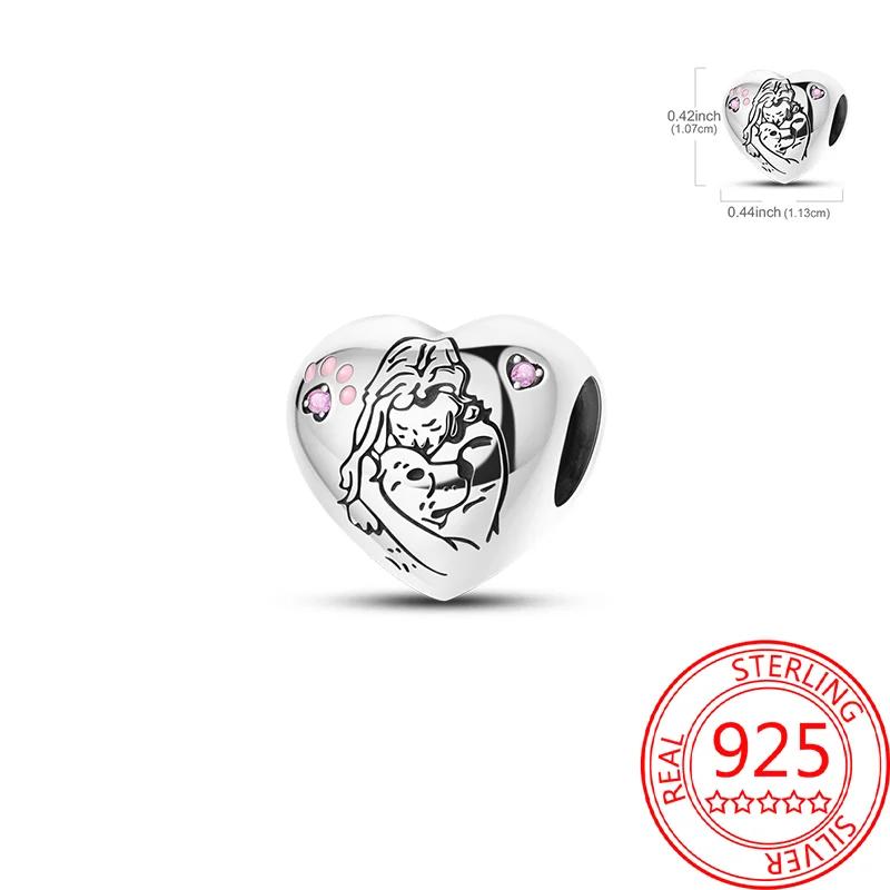 Brand New Copper Metal Cute Animals Charm Bead Component Love Pet Cat Claw Bead Components Heart Pink Zircon Hollow-carved Do It Yourself Authentic
