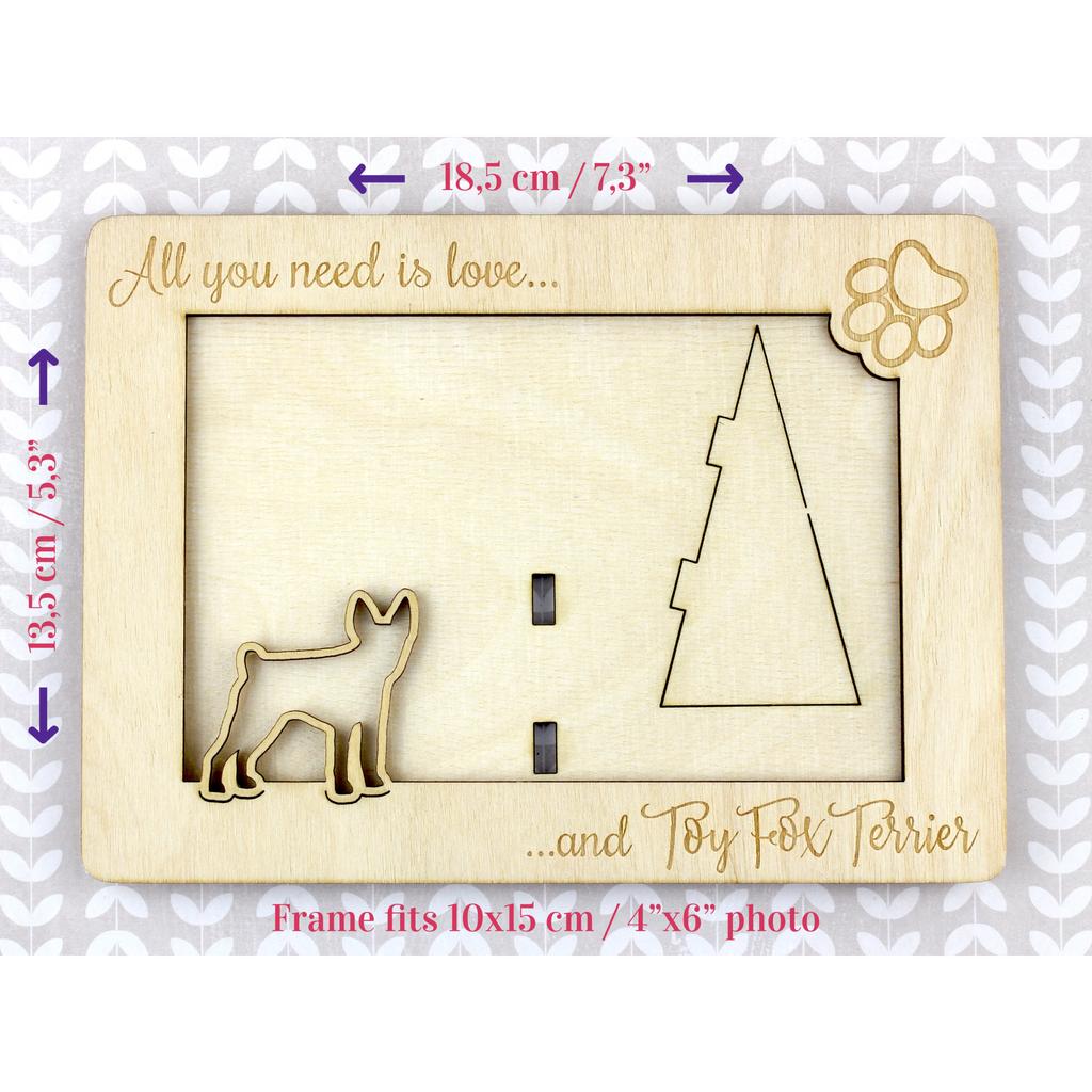 Toy Fox Terrier, American Toy Terrier, Amertoy - Photo frame, engraved wooden frame, a lovely gadget for the dog lover by Art-Dog