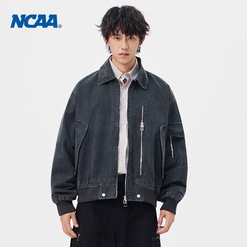 NCAA Men s Distressed Washed Denim Jacket S