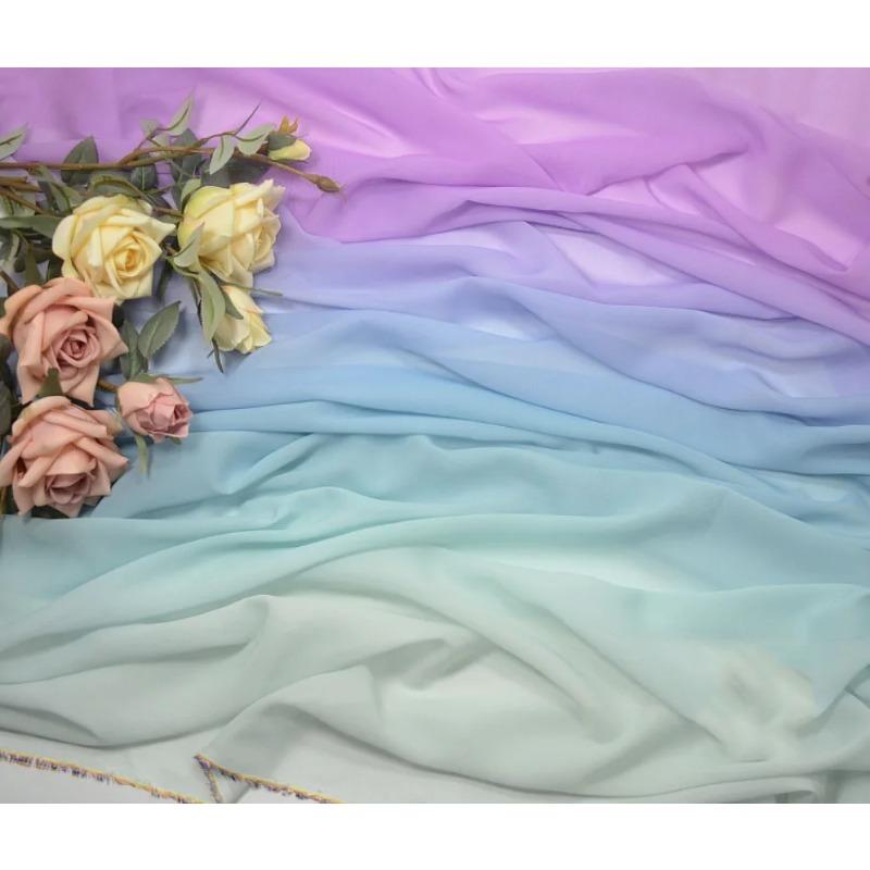 Gradient Color Organza Tulle Fabric 100D Chiffon Fabric for Diy Ancient Style Hanfu Dress Stage Dance Costume Drape Decor Craft