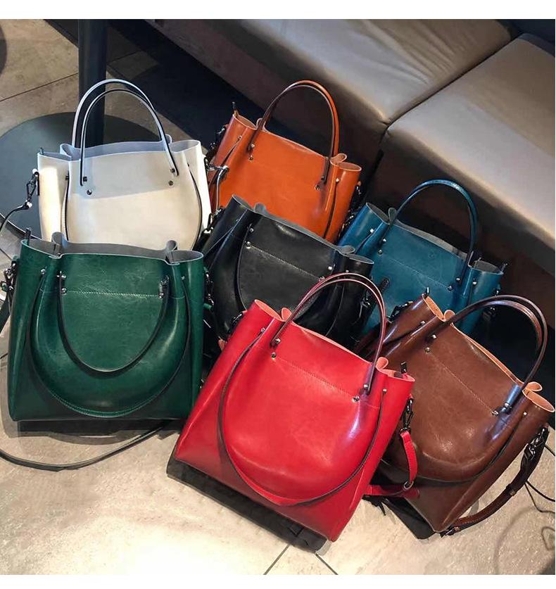 2025 Cowhide Women's Versatile Handbag, Genuine Leather Commuter Shoulder Bag - European/American Style, Large Capacity, High-End Feel