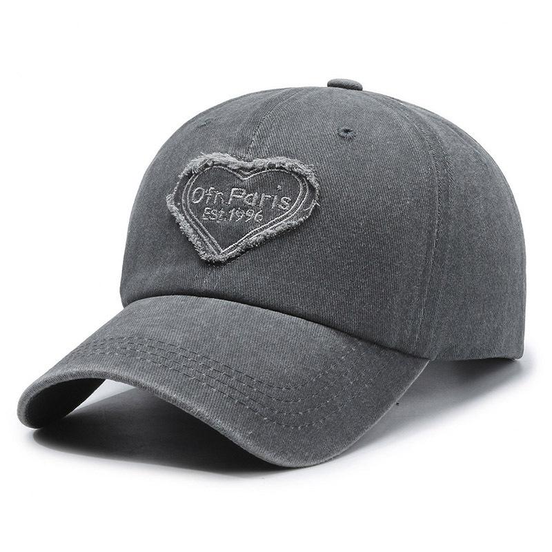 Peaked Cap Men's Sun Hat Retro Spring and Summer Versatile Washed Embroidery Baseball Cap Women's Pink Soft Top Trendy Love New