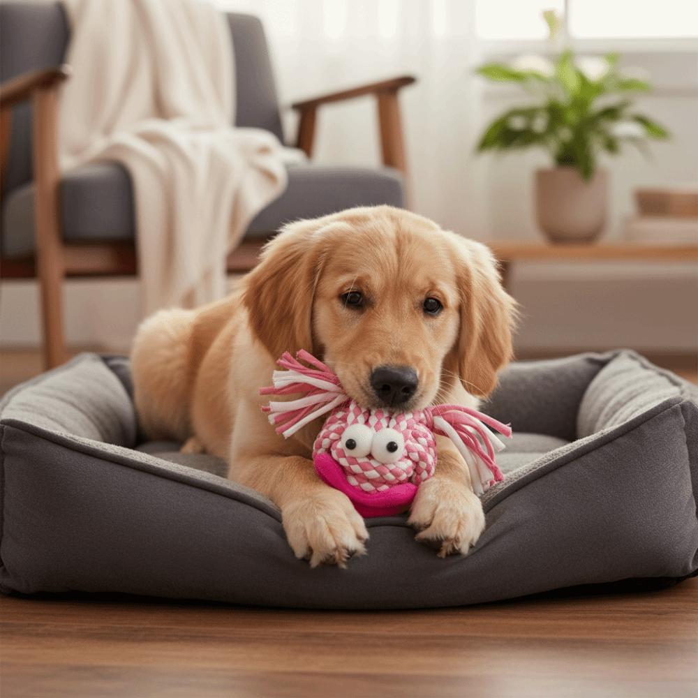 Dog Companion Toys Colorful Dog Chew Rope Toy Bite-Resistant Grinding Teeth Dog Mop Ball Toys Cartoon Pet Interactive Toys Play