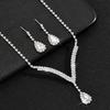 1Set Luxury Exquisite Rhinestone Bride Jewelry Set For Women Girls Fashion Simple Water Drop Earrings Necklace Bracelet Gifts