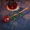 Exquisite Mini Colorful Crystal Rose Flower Vase Ornament Gift