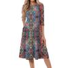 Abito Casual da Donna alla Moda con Scollo Rotondo, Manica a Tre Quarti, Stampa Floreale, Lunghezza Media, Adatto per l'Uso Quotidiano e Varie Occasioni