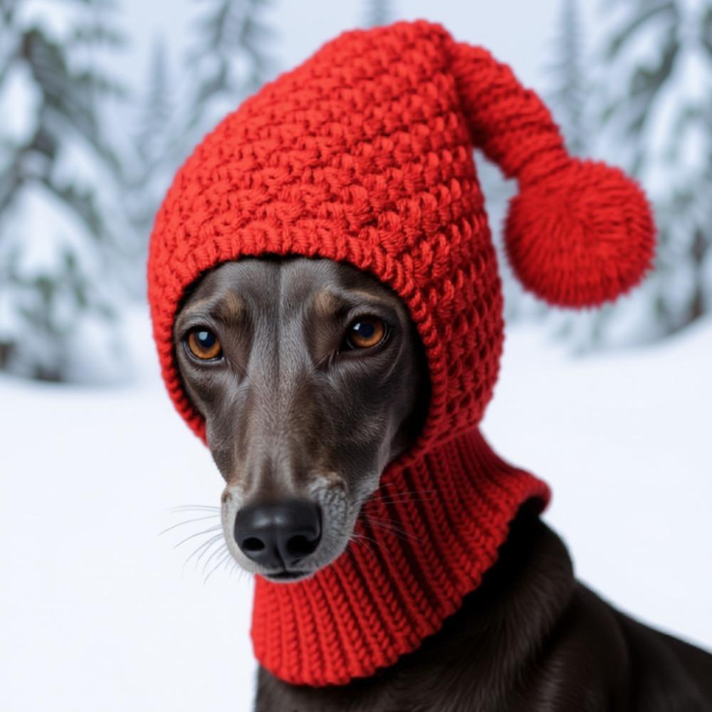 Sombrero de Punto Transpirable Elástico para Perro Cubre Orejas Acogedor Envoltura para Cabeza de Mascota con Bola Calentador para Cuello y Cabeza Protector Uso Diario