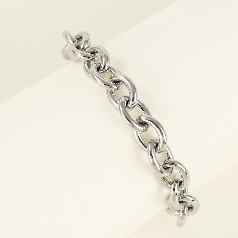 Custom Gold Plated Stainless Steel Jewelry Fashion Chunky Oval O Link Chain Bracelet