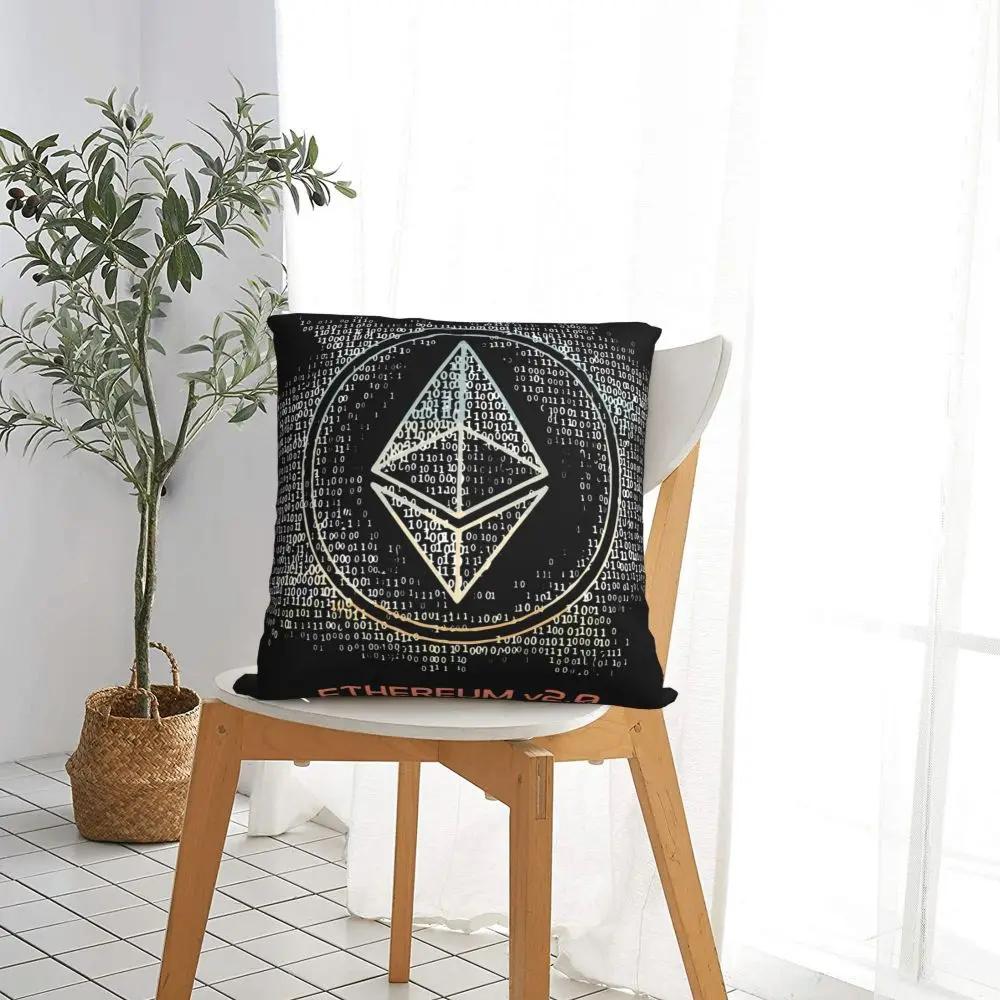 Ethereum ETH Crypto Trader Pillowcase Printed Polyester Cushion Cover Decor Bitcoin Pillow Case Cover Home Zippered