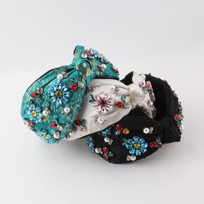 Nova Moda Europeia e Americana Tecido Floral Diamantes Incrustados Tiara de Luxo Festa Belos Acessórios de Cabelo para Mulheres