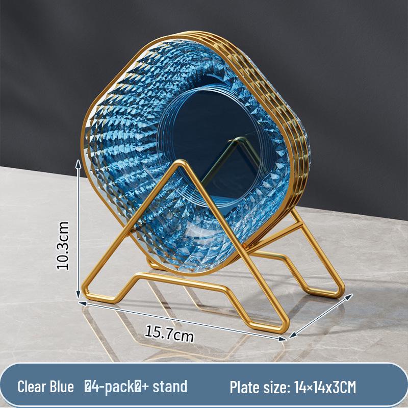 Transparent Gold Rim Fish Bone Dish Holder Set, Easy To Clean, Multipurpose for Living Room