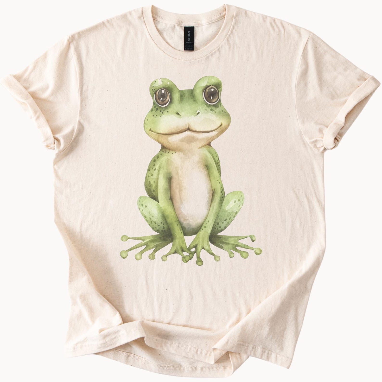Cute Green Frog Graphic Tee Funny Cartoon Animal Shirt Hand Drawn Frog Lover Gift Cool Frog Print TShirt Unique Frog Art Apparel 110