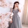 Edles und elegantes graues Geburtstags-Kunst-Test-Dinnerparty-Gastgeber-Chor-Performance-Kleid Abendkleid
