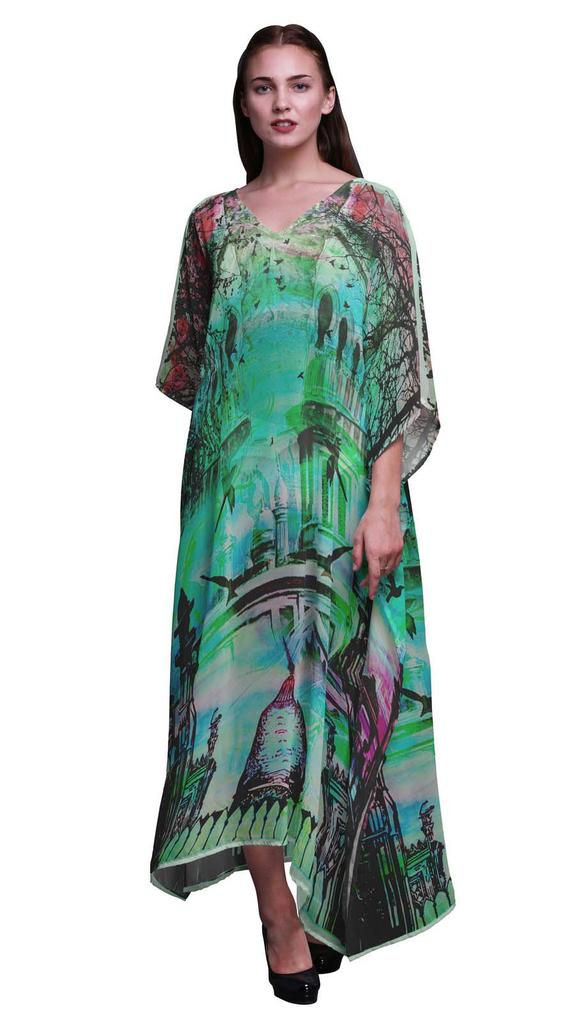 Phagun Mughal Monuments Beach Kaftan Bikini Cover up Womena    s Maxi Dress Long