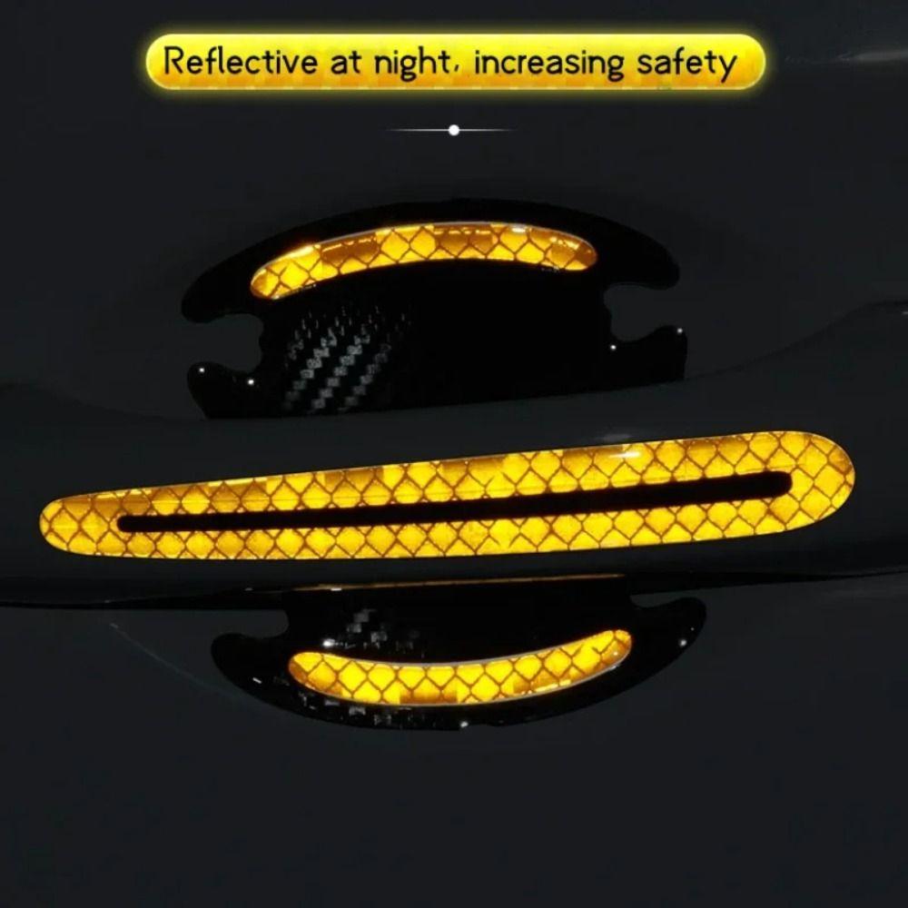 8Pcs/Set Reflective Car Door Guard Self-Adhesive Door Handle Protective Film  Driving Safety