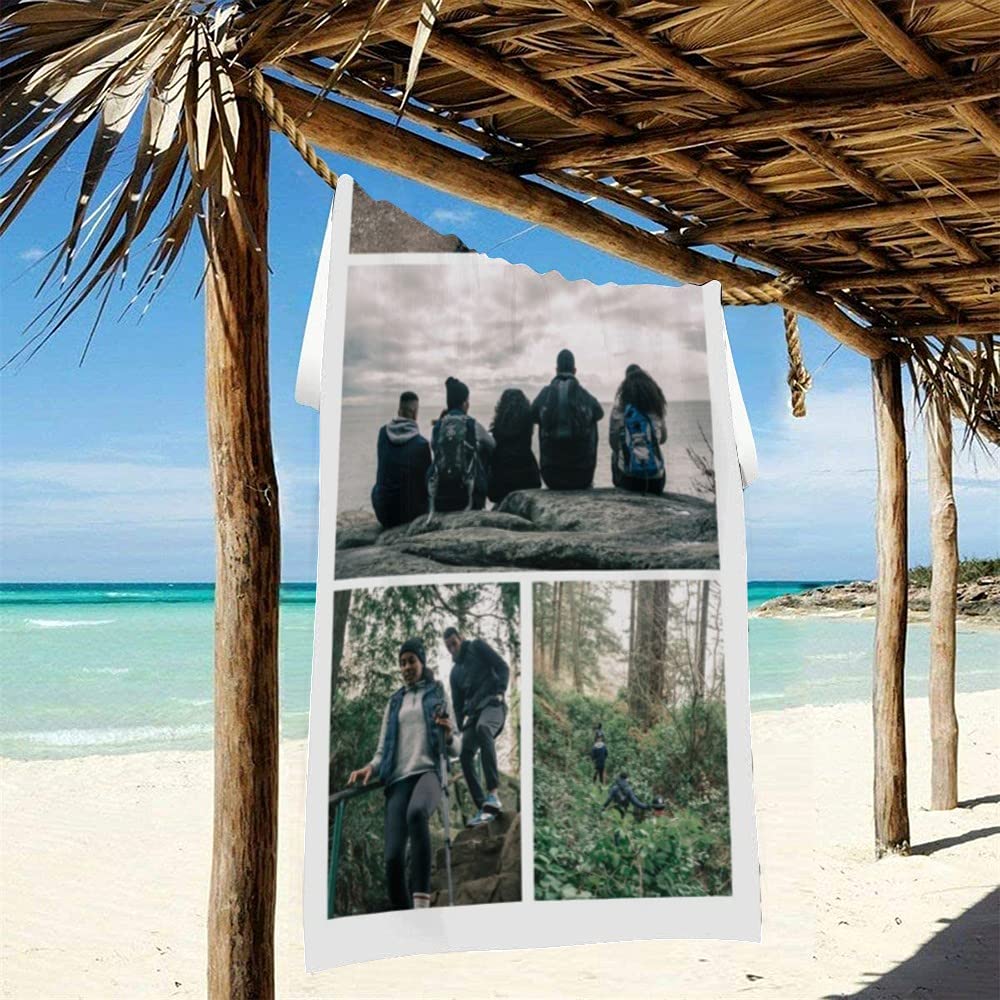 Personalisierbares Strandtuch mit Foto/Logo, Übergröße, Mikrofaser, Sommerparty-Geschenk für Strand, Schwimmen, Bad, Sport