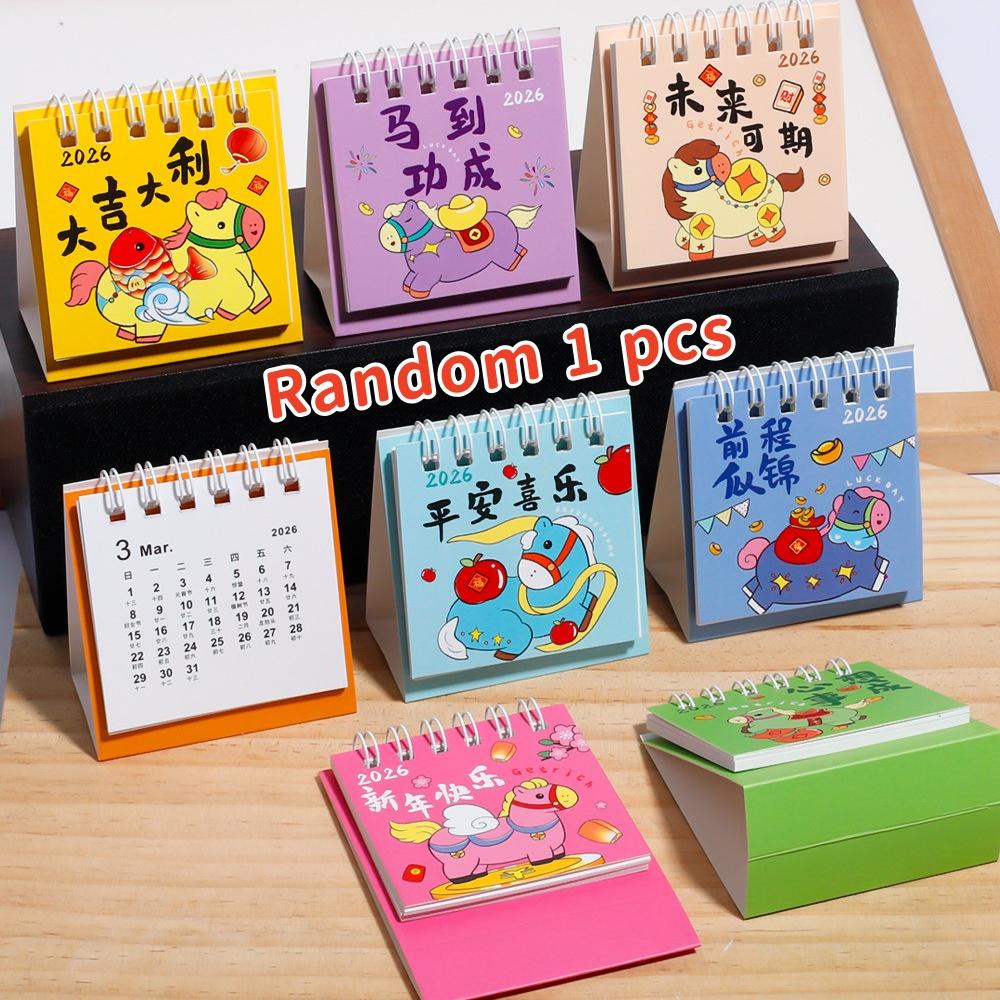 1Pcs 2026 Cute Cartoon Pony Desk Calendar Portable Desktop Decoration Schedule Planner Mini Calendar Office School Supplies