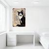 Vintage Tuxedo Cat Metal Sign with Handwritten Poem 'I AM NOT YOUR TURNING' - Rustic Black & White Cat with Green Eyes Tin Wall