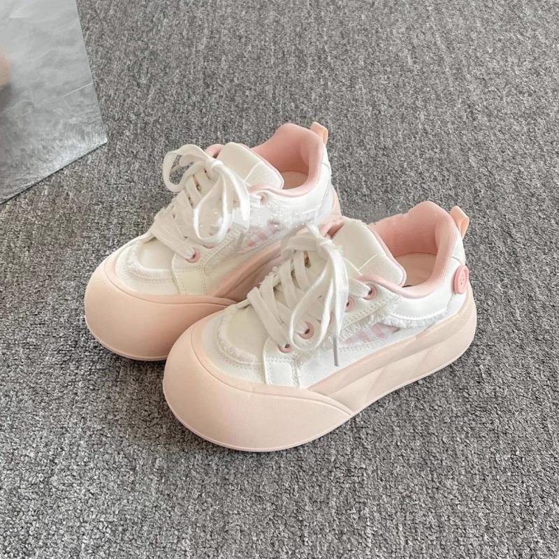 Campus style summer thick baseplate shoes women's new versatile little white shoes with skirts student niche bread shoes