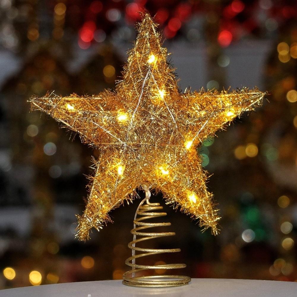 Hollow Xmas Tree Ornament 3D Glitter Star Glowing Tree Topper Creative Christmas Trees Topper