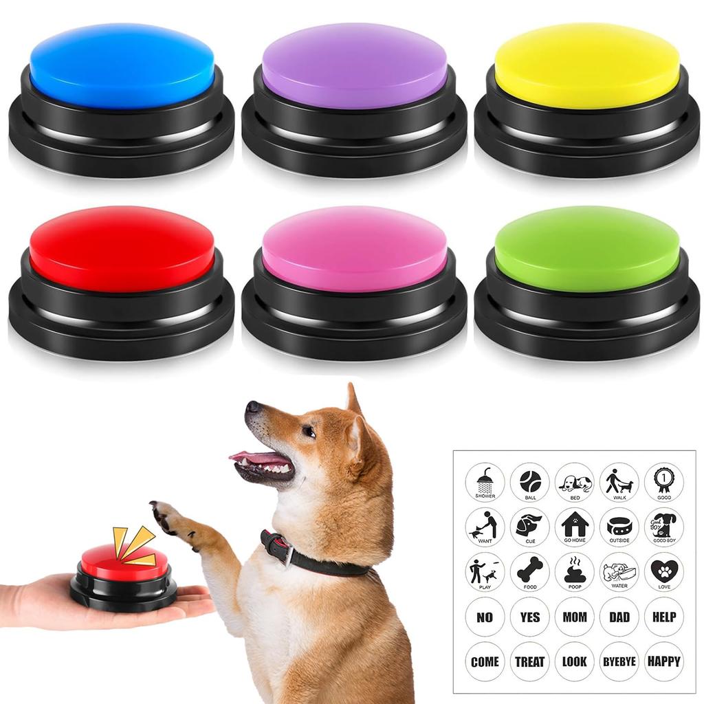 CANPLUS Set of 6 Dog Pet Recording Conversational Recording Educational Training Communication Audio Training for and Large Home Gift Buttons,