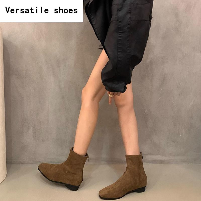 Winter Leopard Women Ankle Boots Fashion Back Zippers Short Booties Ladies Elegant Low Heels Botas De Mujer