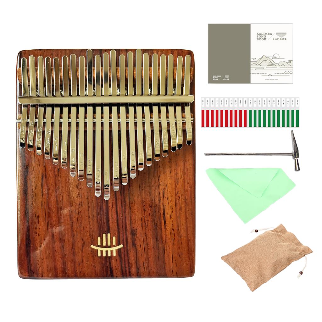 Hluru Professiona 21 Key Walnut Kalimba 17 Key Resonator Thumb Piano Rosewood Finger Piano Glossy Box Mbira for Beginner