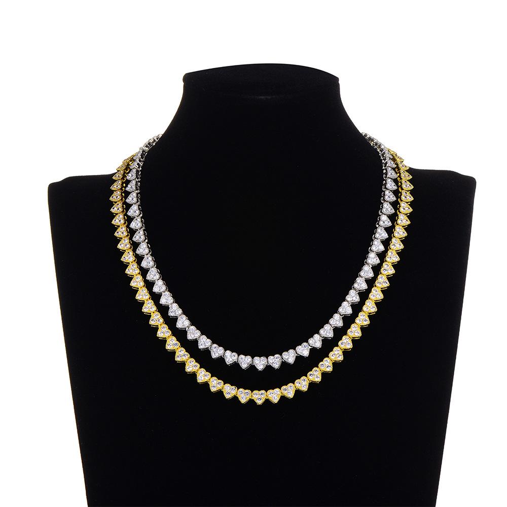 High-End Zircon Heart Necklace - European & American Style, 6mm Heart, Luxury INS Style