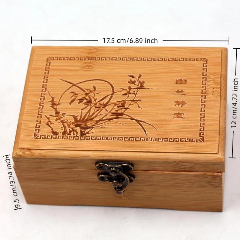 Bamboo Craft Princess Korean Bamboo Jewelry Box Wooden Jewelry Storage Box Small Collection Box Gift Box Wf