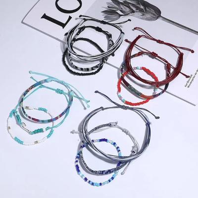 Heiß verkaufendes Baumwoll-Bohemian-Armband-Set für Damen und Herren, handgewebt, 24-teilig, bunte Surf-Armbänder