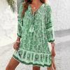 Abito Chemisier Stampato Scollo a V Bohemian Primavera/Estate 2025 per Donna