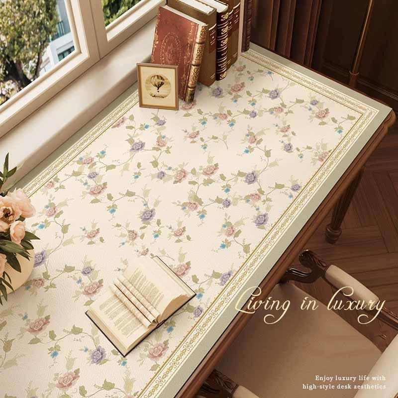 Leather Desk Mat Vintage Waterproof Desk Pad Non-Slip Cut To Size Writing Table Mat for Elegant Office & Gaming Setup
