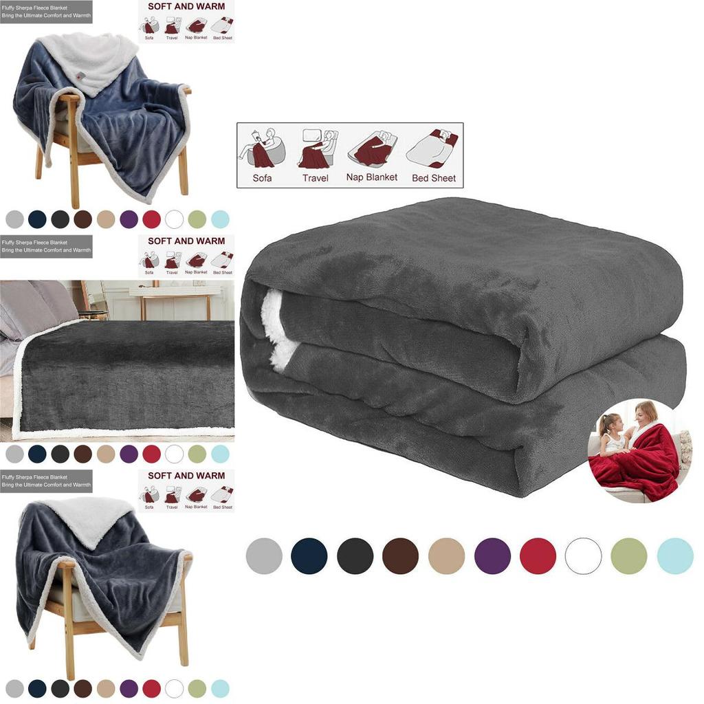 Double-sided Sherpa Flannel Fleece Blanket Soft Plush Warm And Cozy