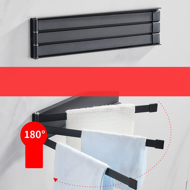 1 buc Bar rotativ pentru prosoape Baie Raft multifuncțional pentru prosoape Montat pe perete Suport pentru prosoape Finisaj negru mat