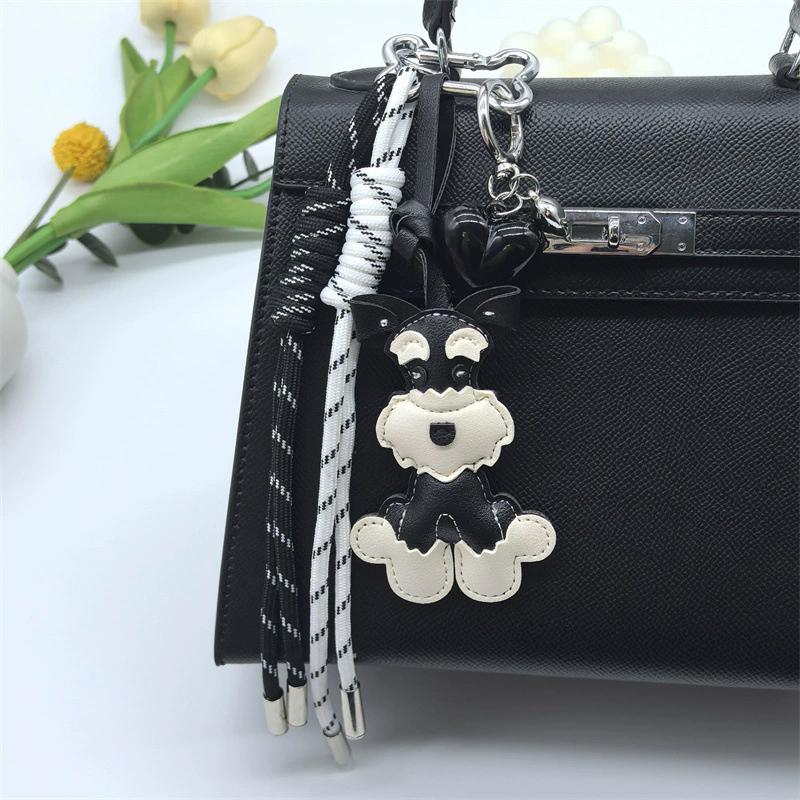Bag Charm Cute Schnauzer Dog Bag Pendant Creative Nylon Woven Rope Sports Phone Case Hanging Car Decorative