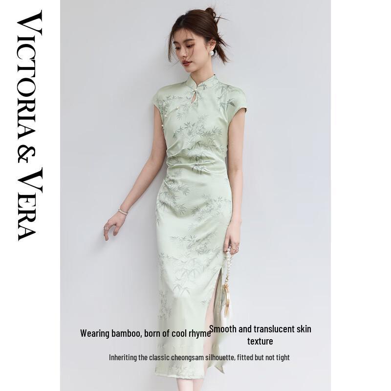 VICTORIA&VERA New Chinese Style Bamboo Print Qipao Dress