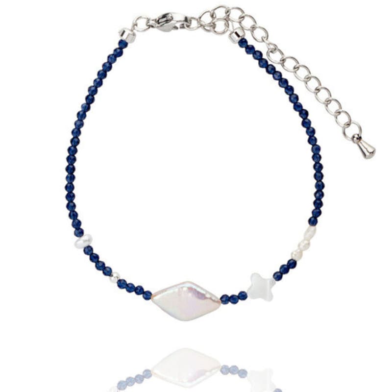 AUGUST ALICE Sapphire Spinel Cut Diamond Pearl Crystal Bracelet