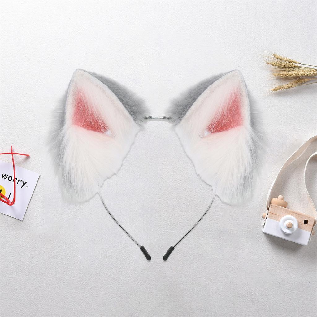 Süßes Katzenohren-Stirnband Plüschtierohren Haarreif Party Kopfschmuck Kostüm für Kinder Erwachsene Halloween Verkleidung