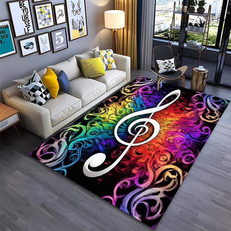 3D Beautiful Music Notes Area Rug Large,Carpet Rug for Living Room Bedroom Sofa Kitchen Decoration,Kid Play Non-slip Floor Mat