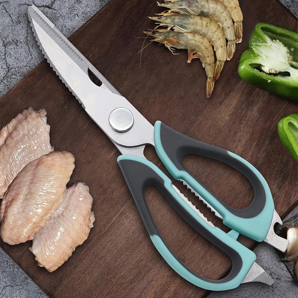 Multifunctional Kitchen Scissors with Magnetic Holder - Detachable Stainless Steel Food Scissors, Ergonomic Handles