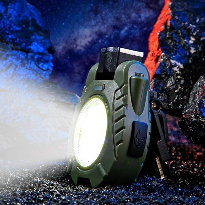 Multifunctional COB Keychain Light with Hand Wave Sensor Portable Clip-on LED Flashlight Hat Headlight for Outdoor Working