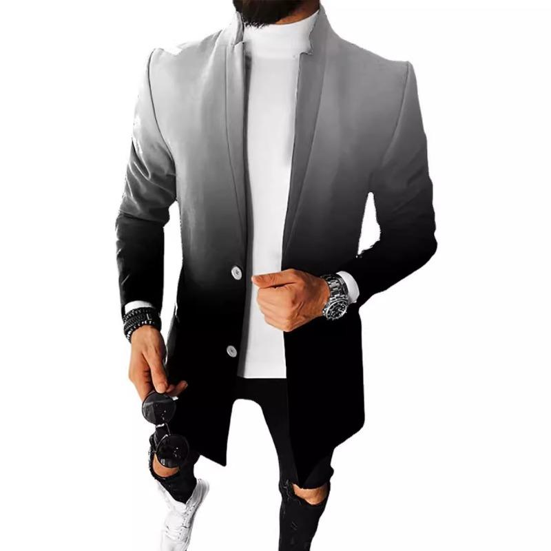 Automne Hiver Mode Homme Décontracté Affaires Laine Dégradé Manteau Mi-long Tenue Hombre Élégant