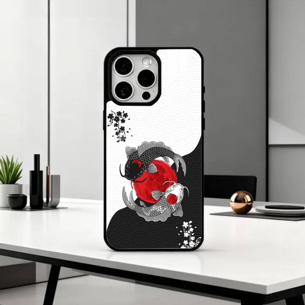 Y-Yin Yang Koi Fish Zen Art   Phone Case For iPhone17,16,15,14,13,12,11 Plus,Pro Max Magnetic For Magsafe Wireless Charging