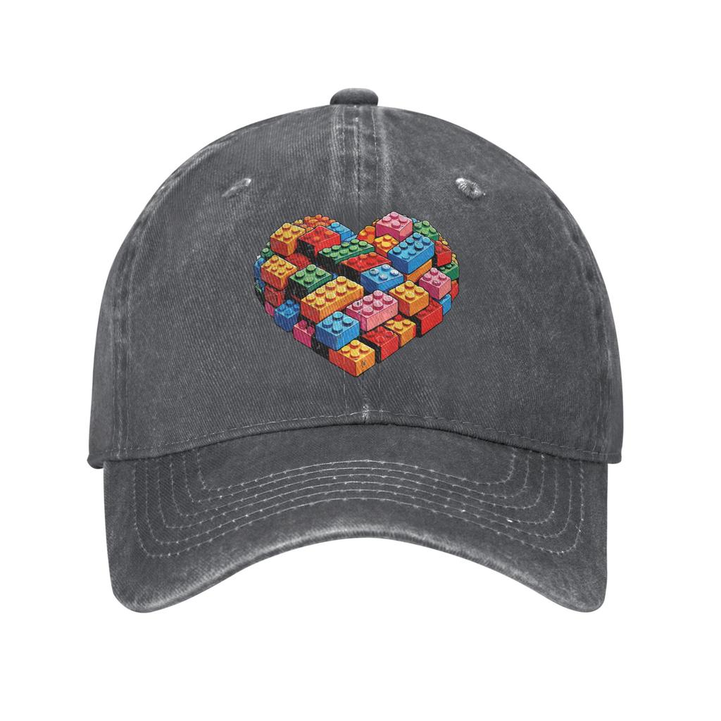Valentines Day Heart Building Blocks Bricks Casual Baseball Cap For Men Women Summer Tennis Skate Trucker Hat Baseball Caps