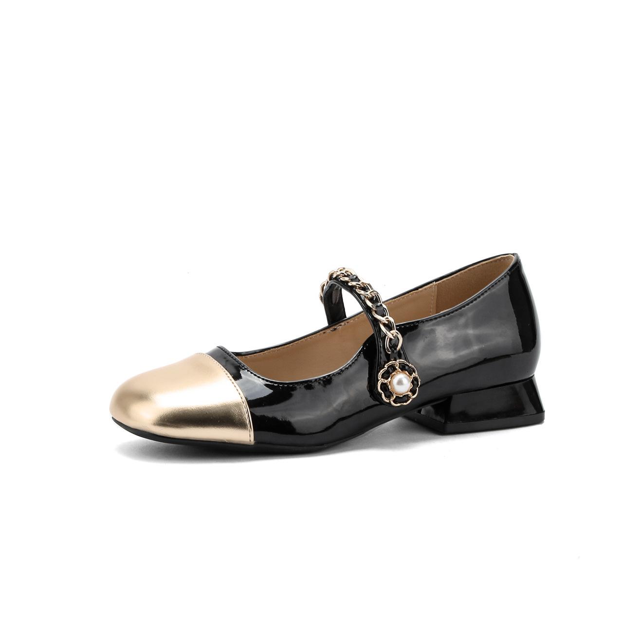 

Mary Jane women s shoes thick heel single shoes 2025 new spring French with skirt high heels shallow mouth square head small leather shoes 34 чёрный