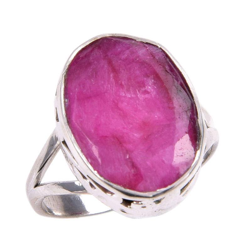 Red Ruby(Simulated) Gemstone Handmade 925 Sterling Silver Jewelry Ring S.9 s3L93